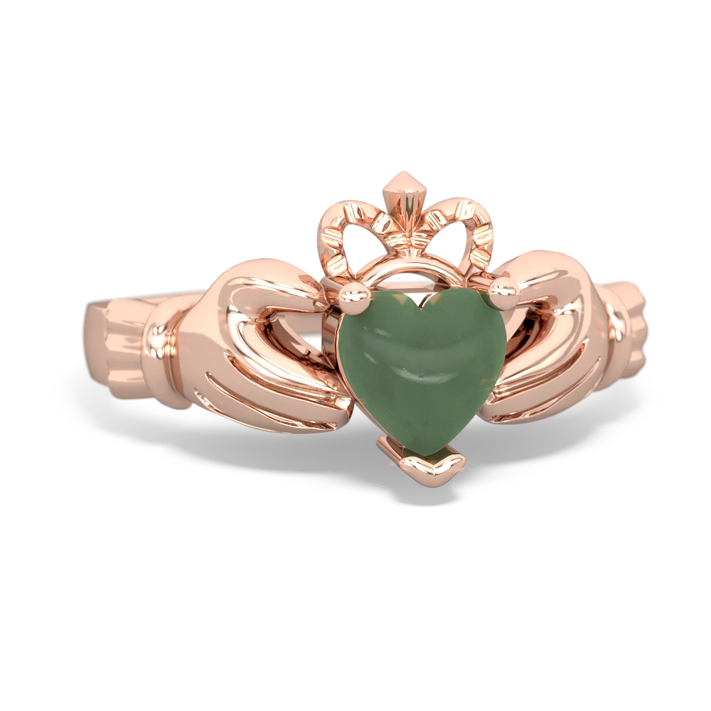 Jade Claddagh 14K Rose Gold ring R2370