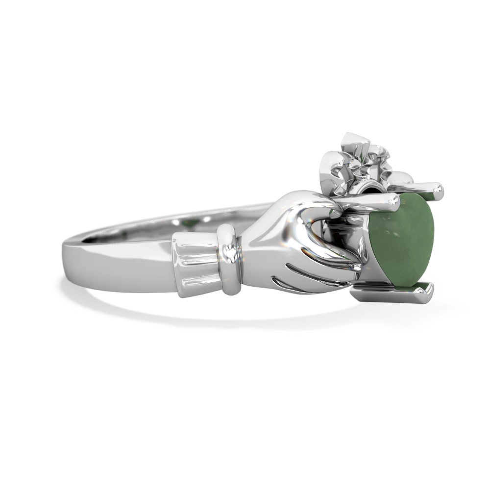 Jade Claddagh 14K White Gold ring R2370