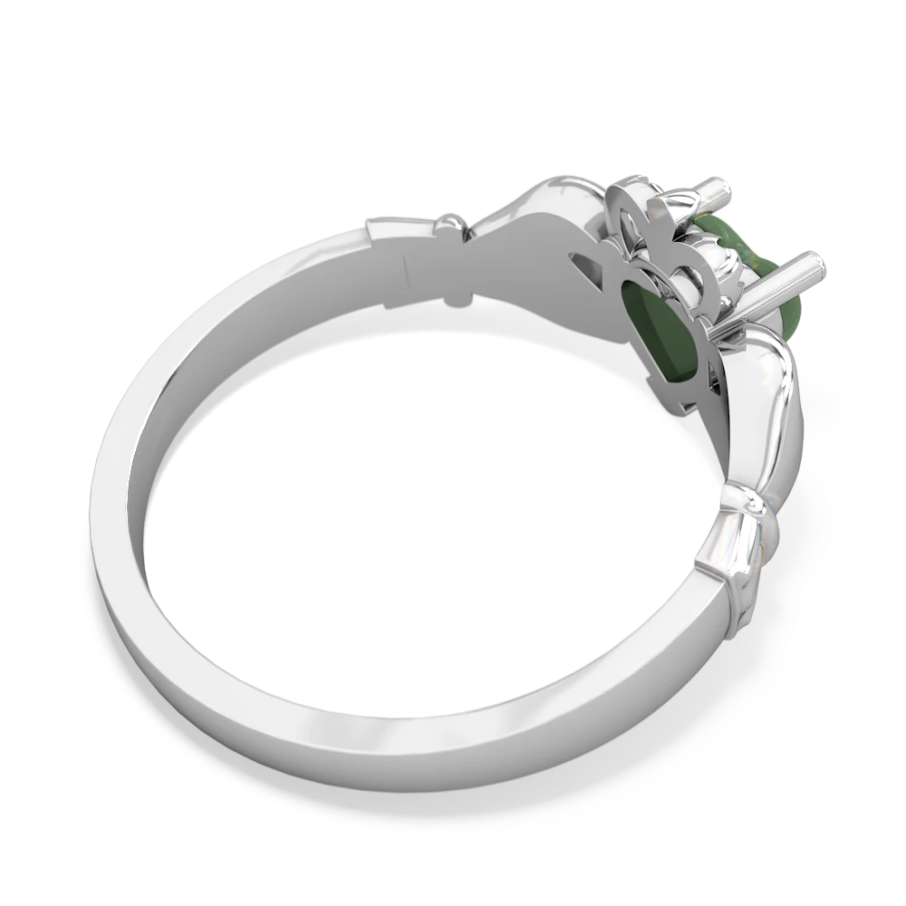 Jade Claddagh 14K White Gold ring R2370