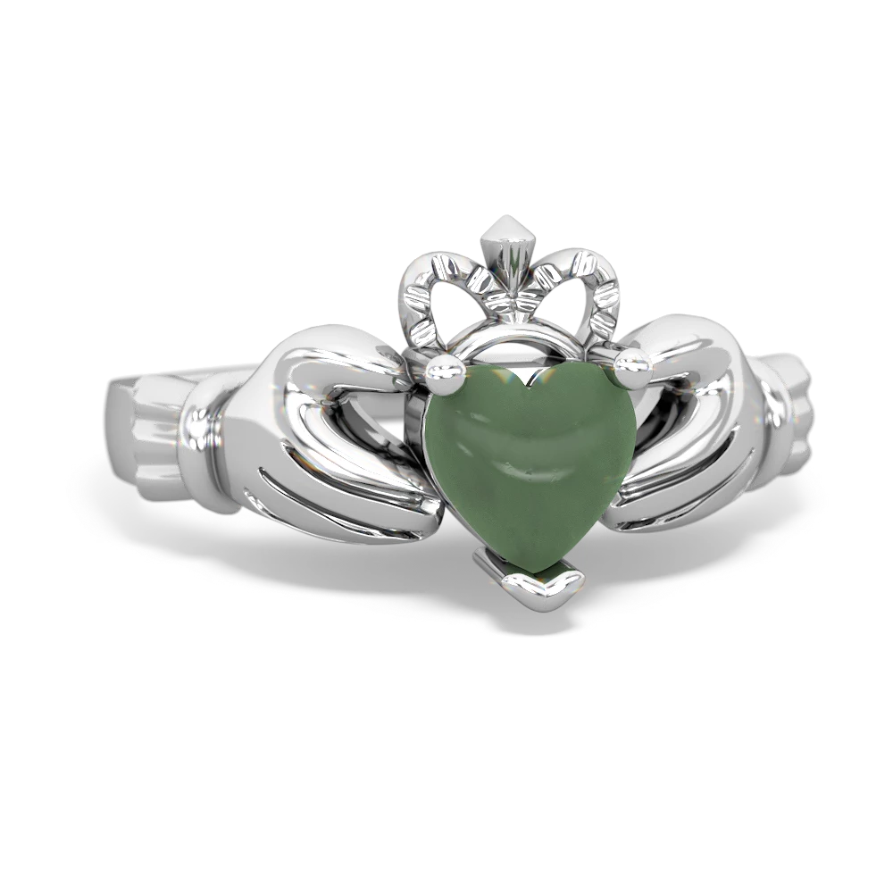 Jade Claddagh 14K White Gold ring R2370