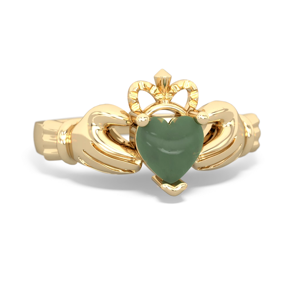 Jade Claddagh 14K Yellow Gold ring R2370