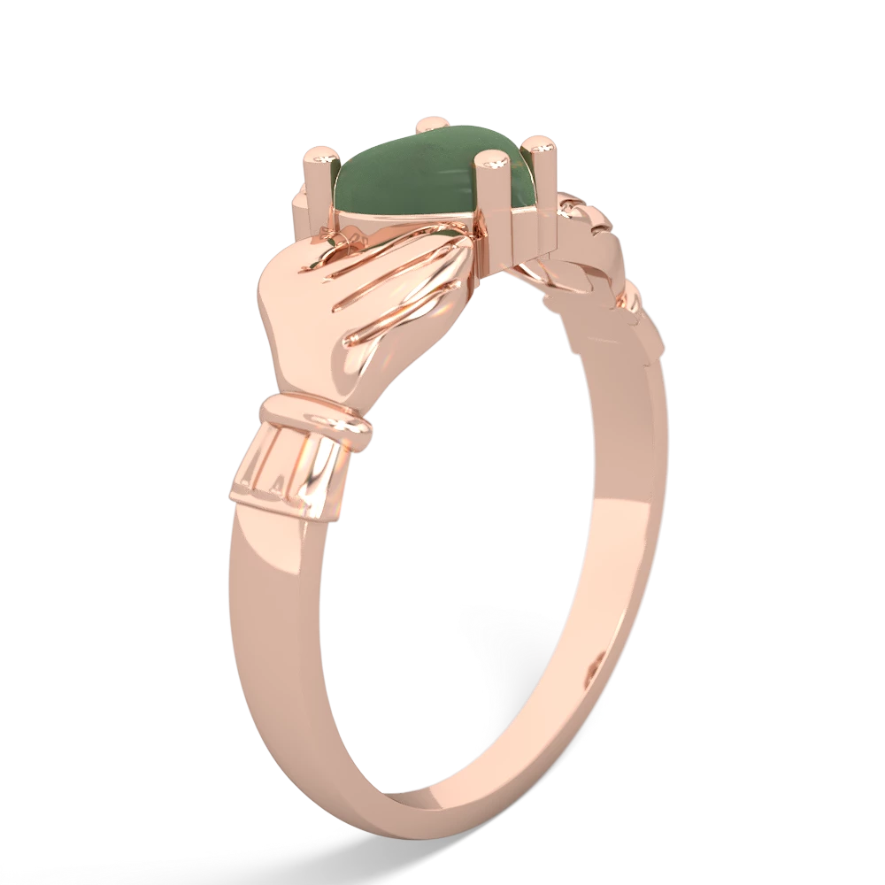 Jade Claddagh Diamond Crown 14K Rose Gold ring R2372