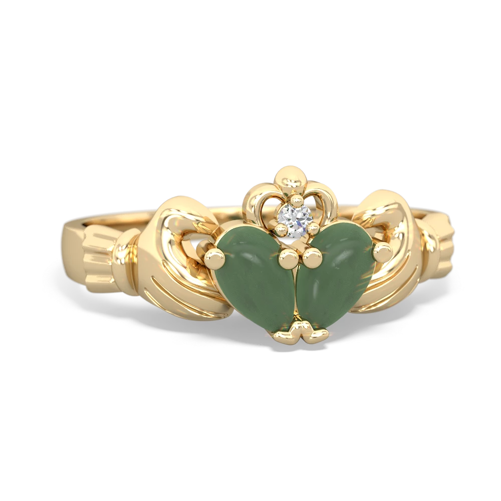 Jade 'Our Heart' Claddagh 14K Yellow Gold ring R2388