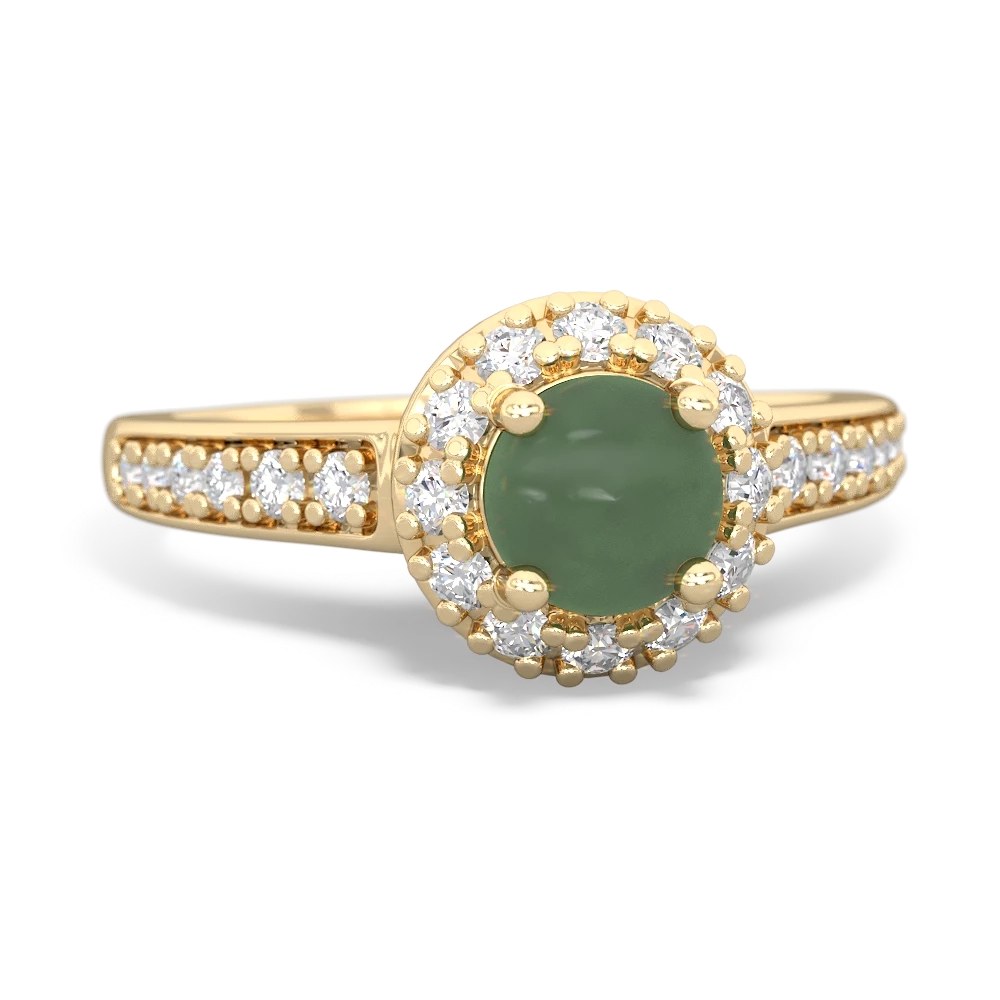 Jade Diamond Halo 14K Yellow Gold ring R5370