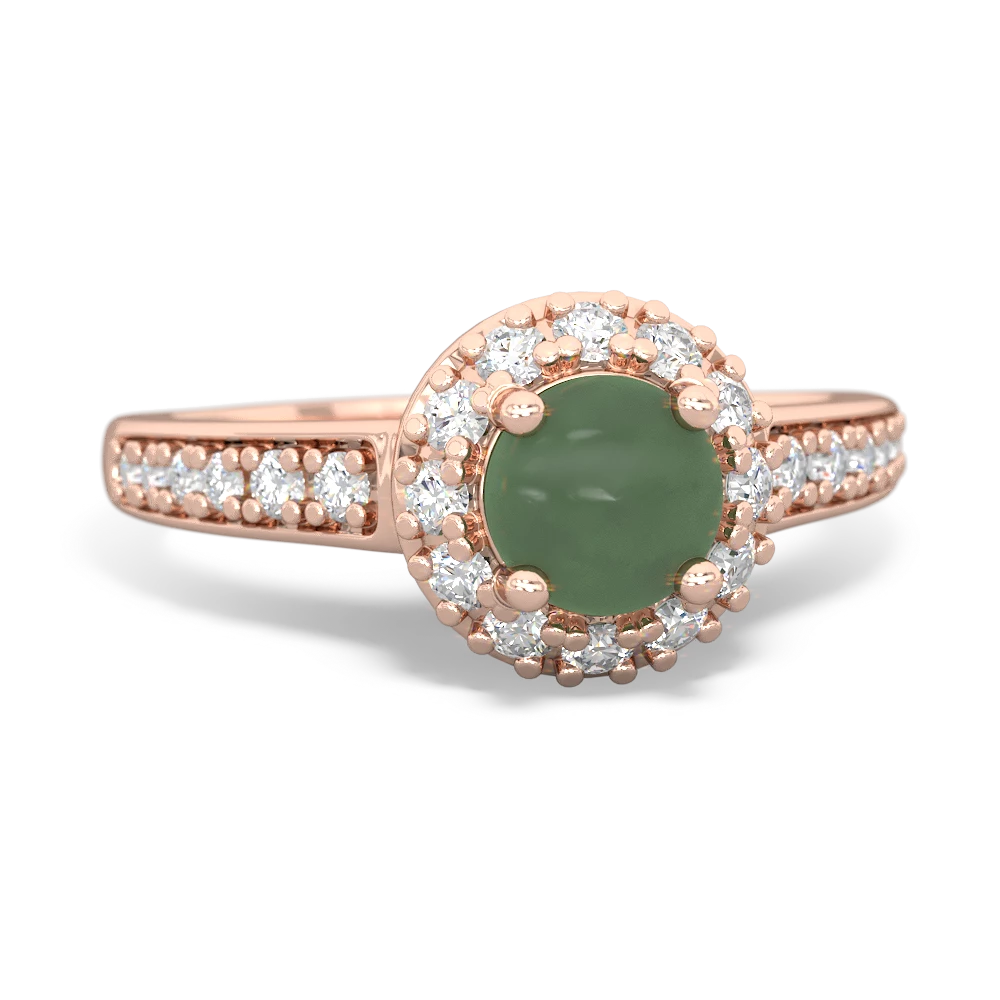Jade Diamond Halo 14K Rose Gold ring R5370
