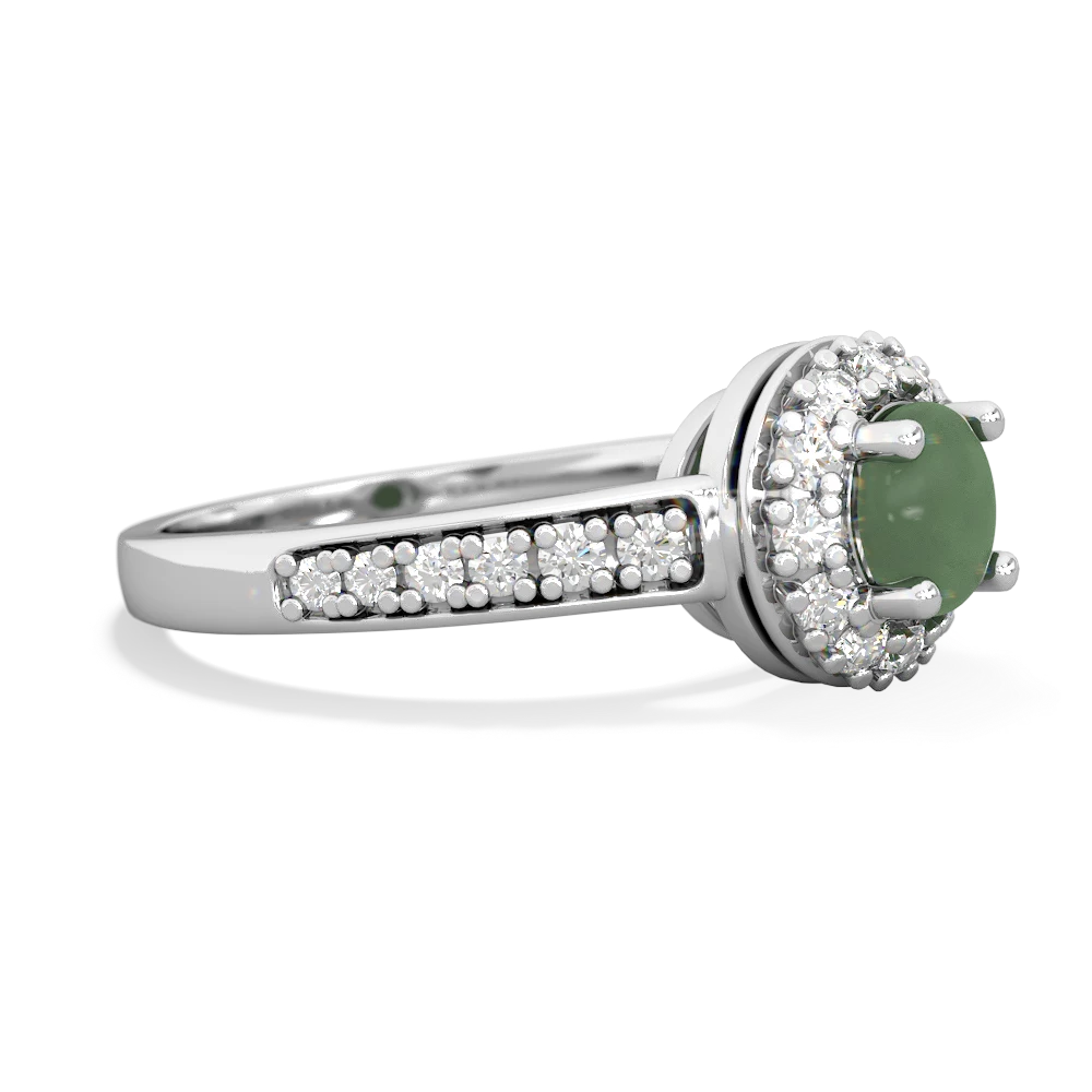 Jade Diamond Halo 14K White Gold ring R5370