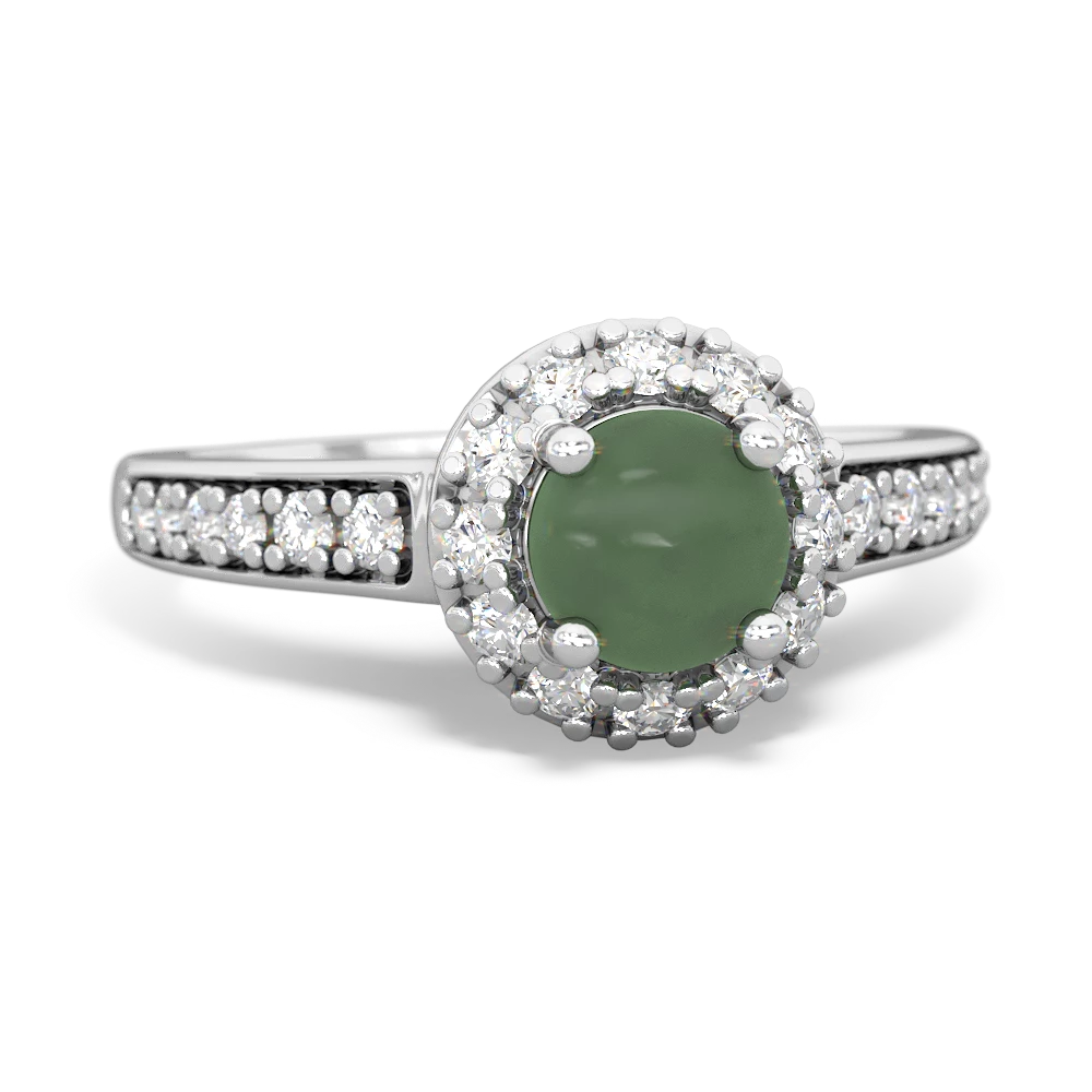 Jade Diamond Halo 14K White Gold ring R5370