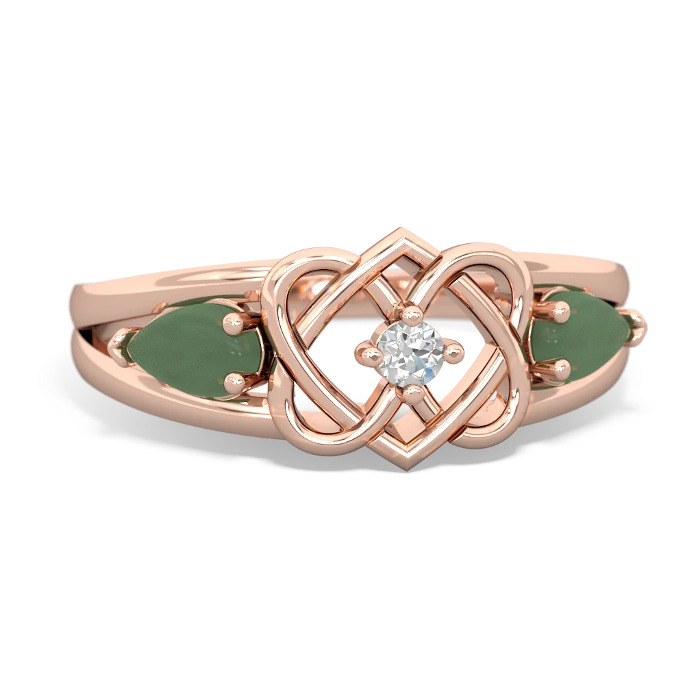 Jade Hearts Intertwined 14K Rose Gold ring R5880