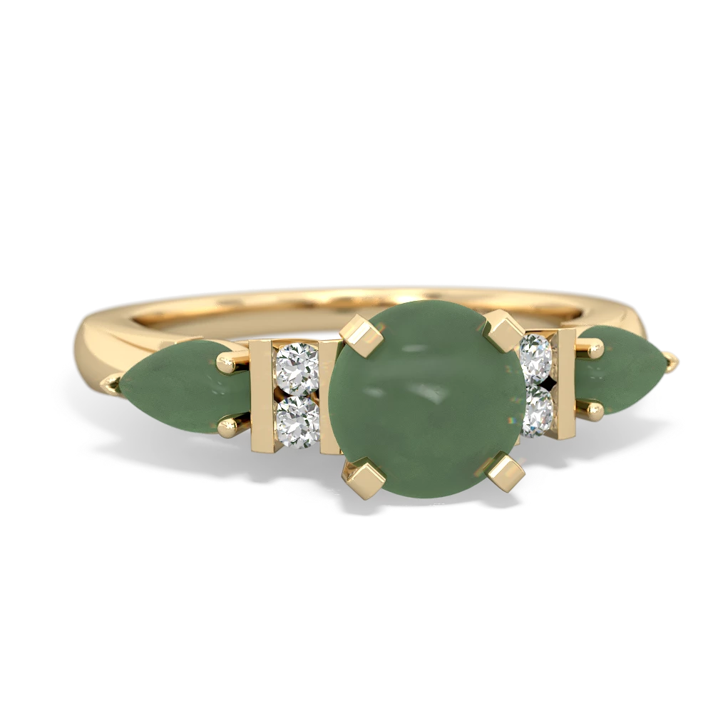 Jade 6mm Round Eternal Embrace Engagement Ring in 14K Yellow Gold