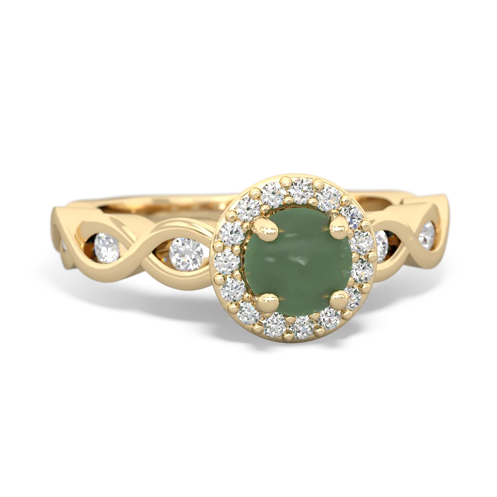 Jade Infinity Halo Engagement 14K Yellow Gold ring R26315RH