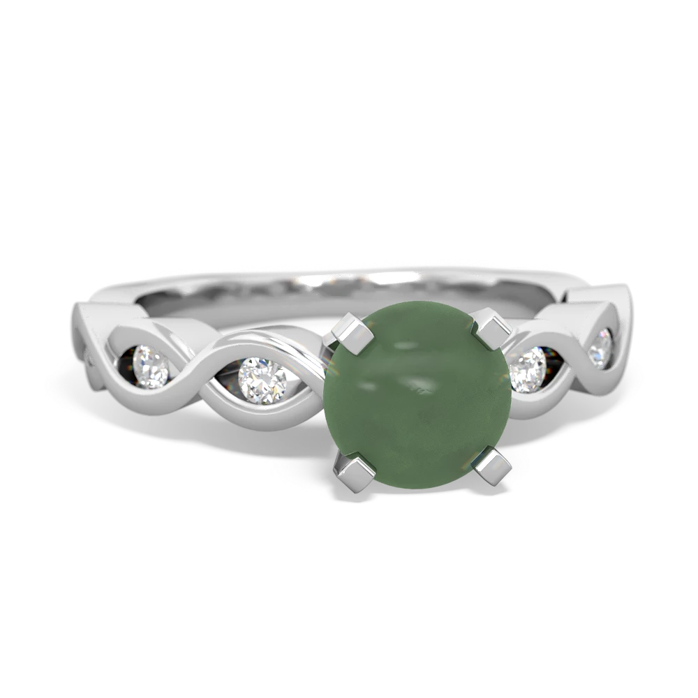 Jade Infinity 6Mm Round Engagement 14K White Gold ring R26316RD