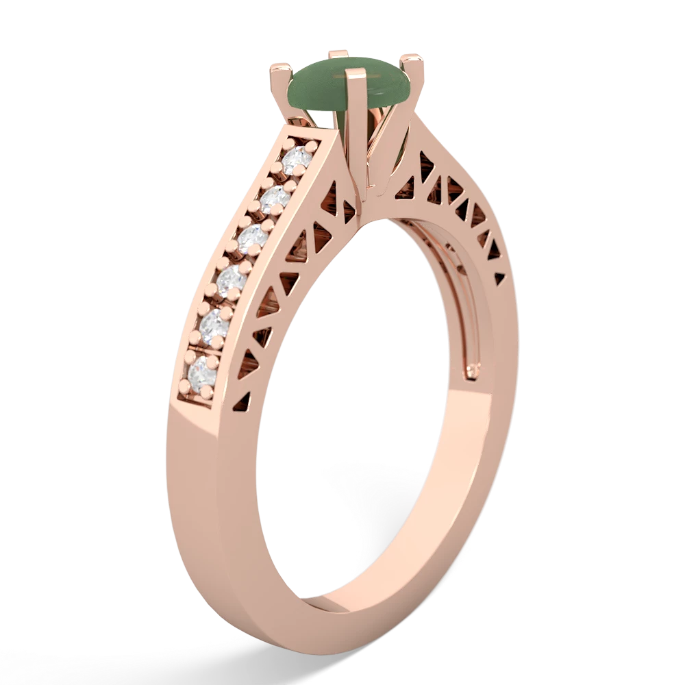 Jade Art Deco Engagement 5Mm Round 14K Rose Gold ring R26355RD