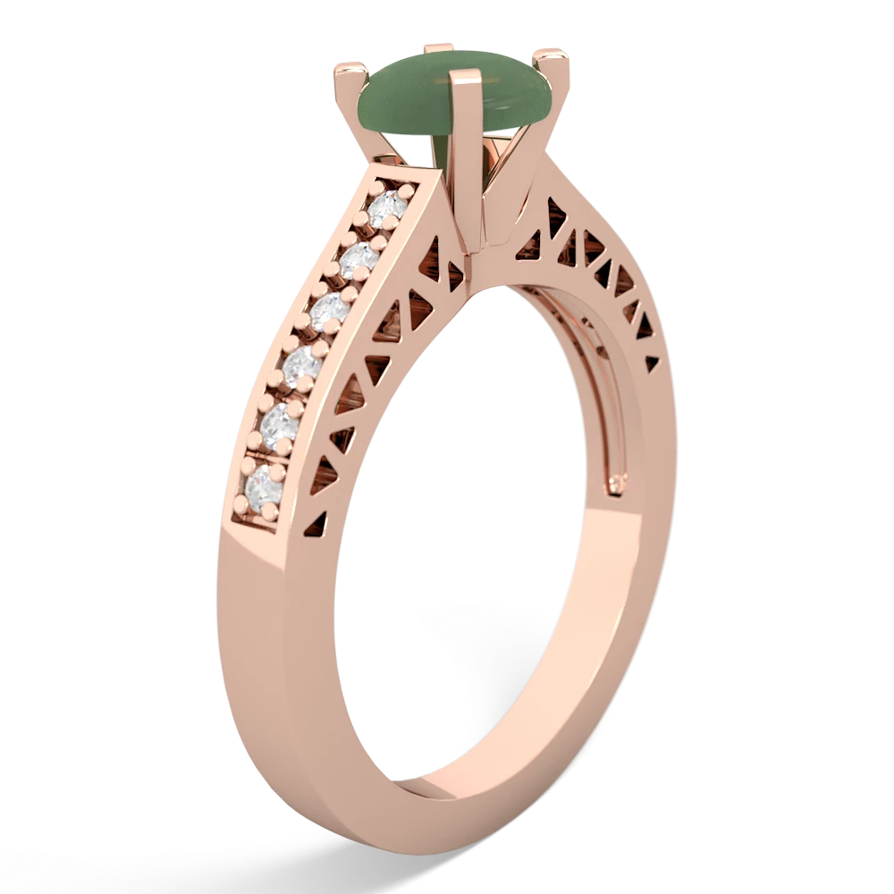 Jade Art Deco Engagement 6Mm Round 14K Rose Gold ring R26356RD