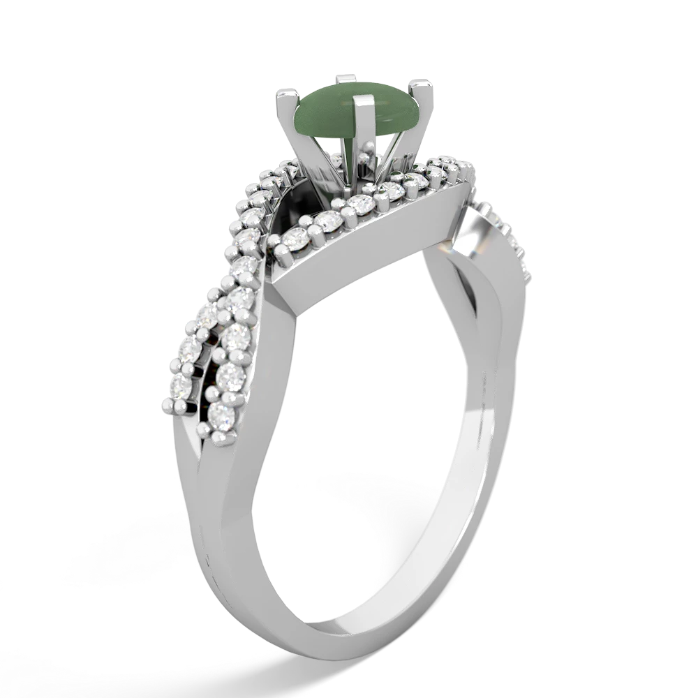 Jade Diamond Twist 5Mm Round Engagment  14K White Gold ring R26405RD
