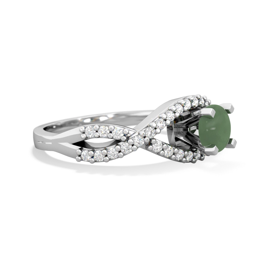 Jade Diamond Twist 5Mm Round Engagment  14K White Gold ring R26405RD