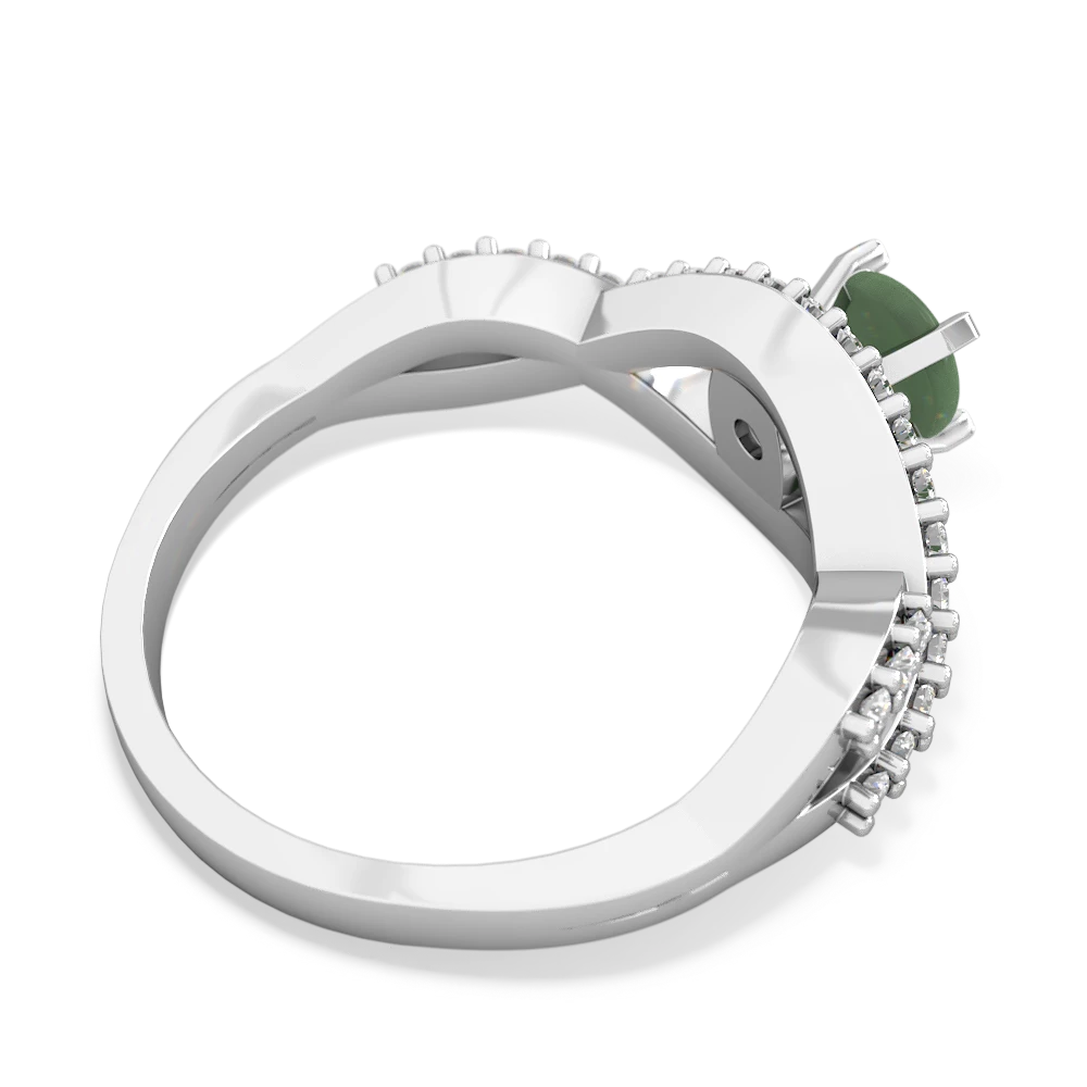 Jade Diamond Twist 5Mm Round Engagment  14K White Gold ring R26405RD