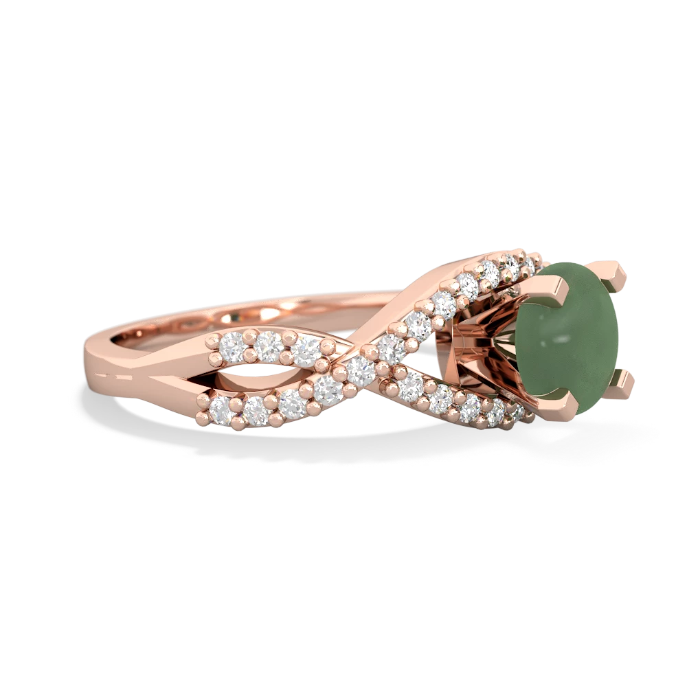 Jade Diamond Twist 6Mm Round Engagment  14K Rose Gold ring R26406RD