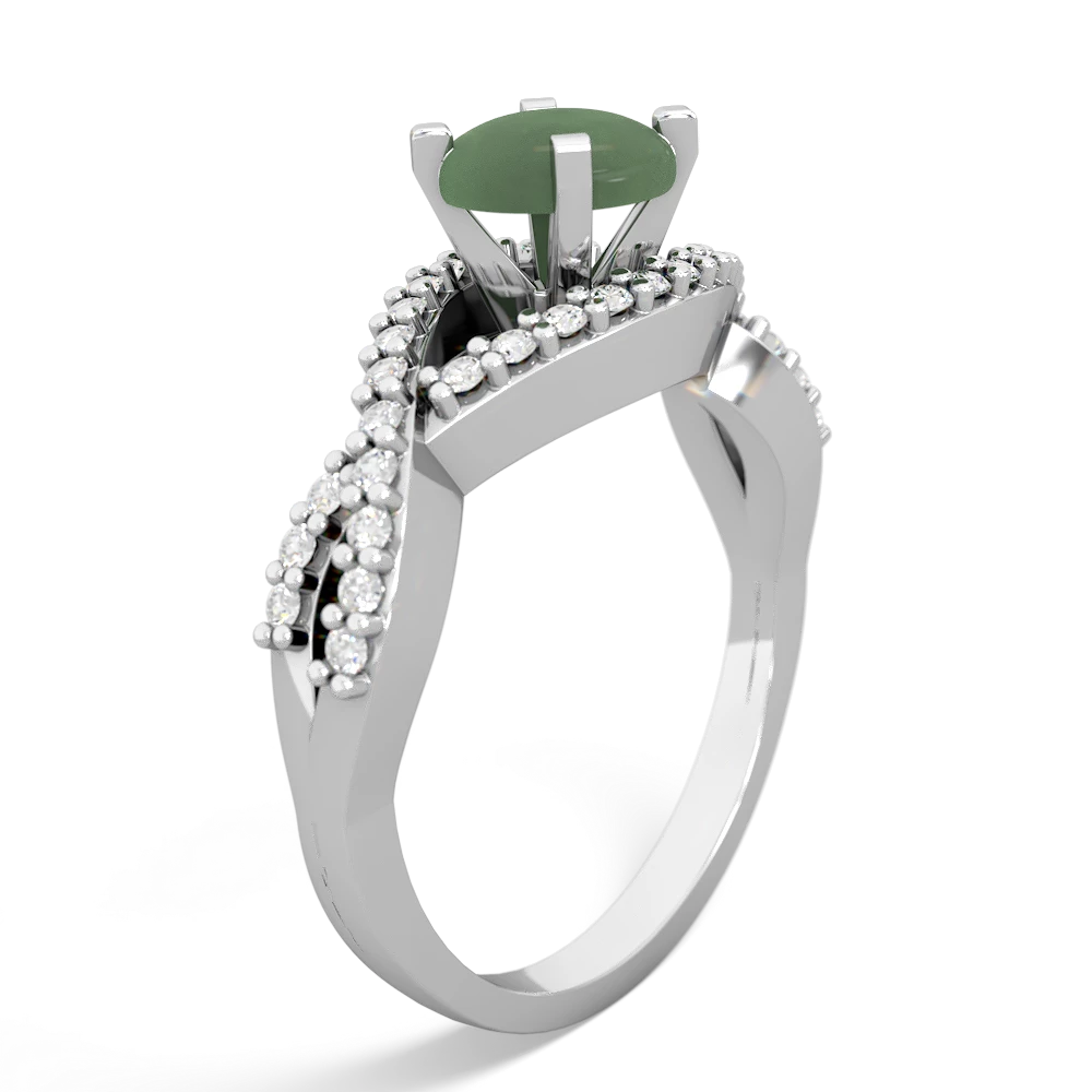 Jade Diamond Twist 6Mm Round Engagment  14K White Gold ring R26406RD