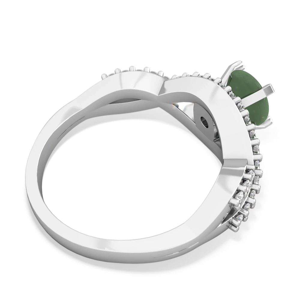 Jade Diamond Twist 6Mm Round Engagment  14K White Gold ring R26406RD