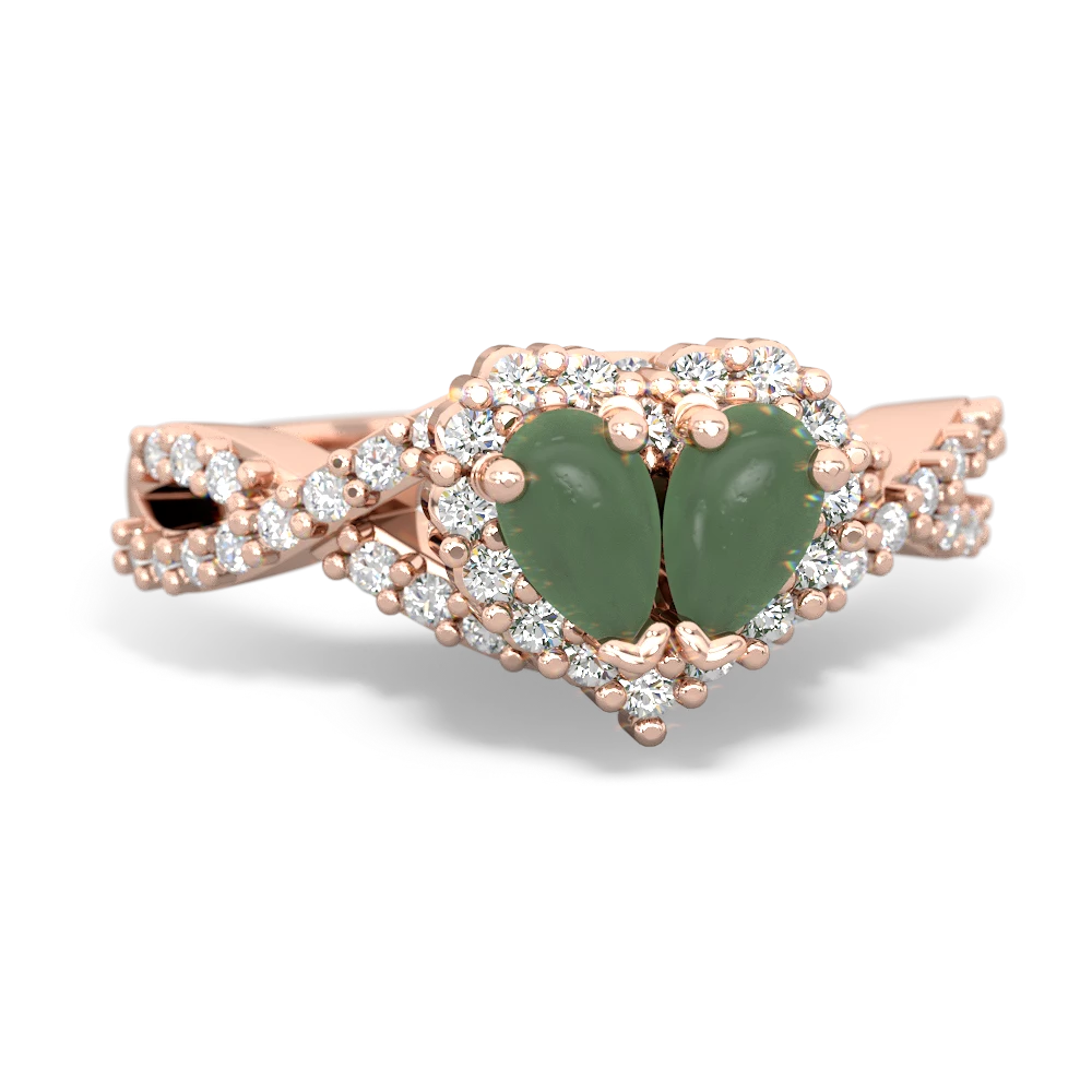 Jade Diamond Twist 'One Heart' 14K Rose Gold ring R2640HRT