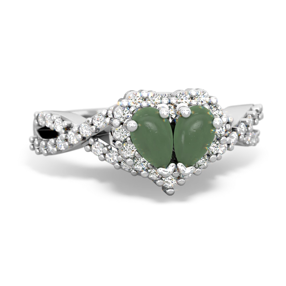 Jade Diamond Twist 'One Heart' 14K White Gold ring R2640HRT