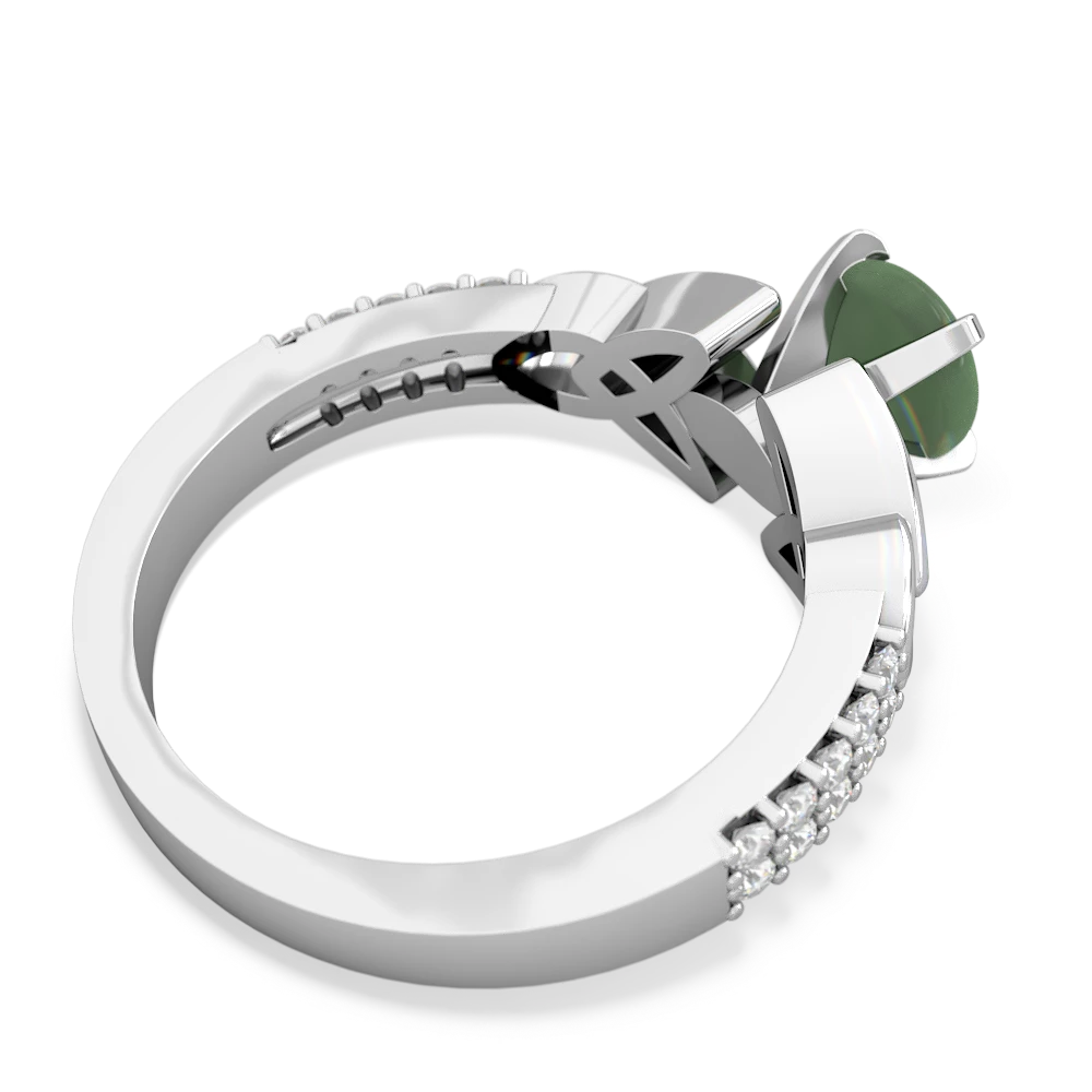 Jade Celtic Knot Engagement 14K White Gold ring R26446RD