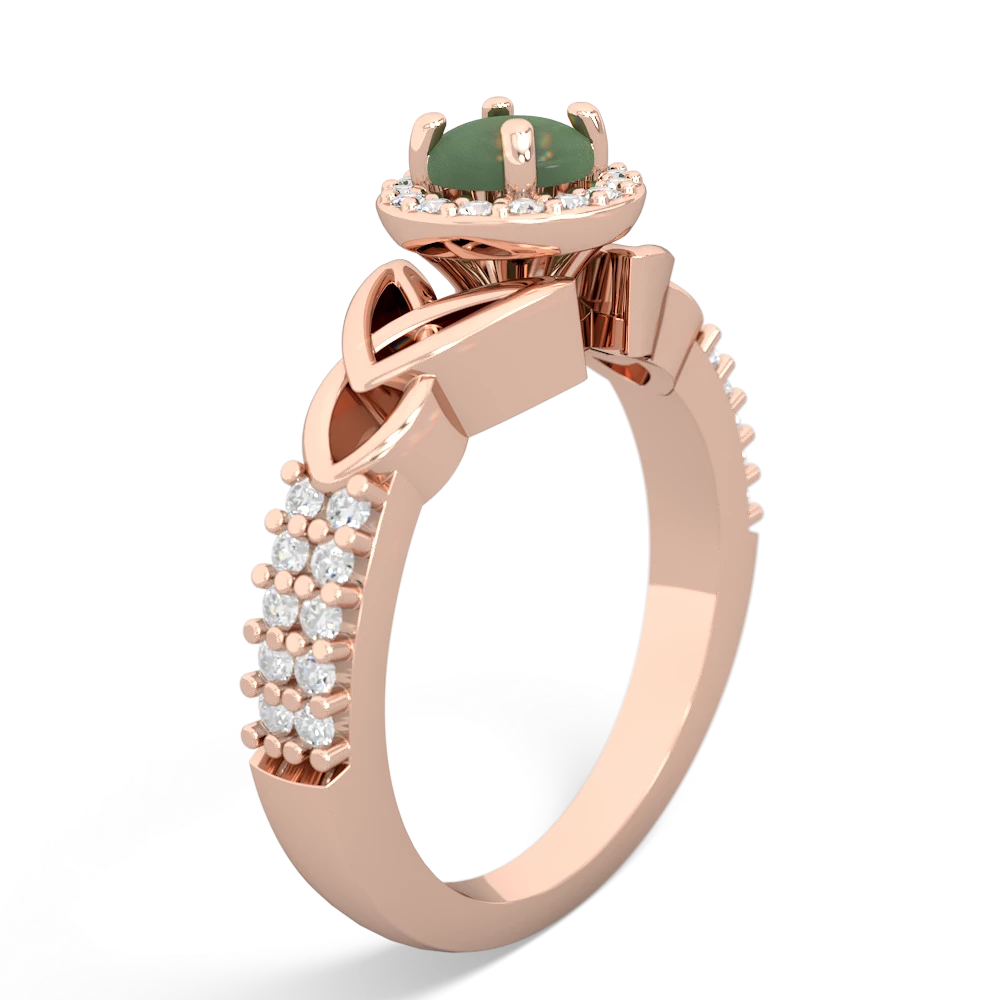 Jade Celtic Knot Halo 14K Rose Gold ring R26445RH