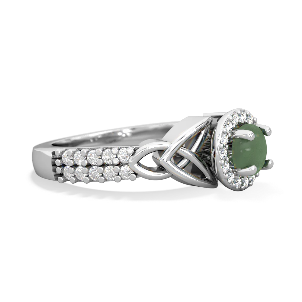 Jade Celtic Knot Halo 14K White Gold ring R26445RH