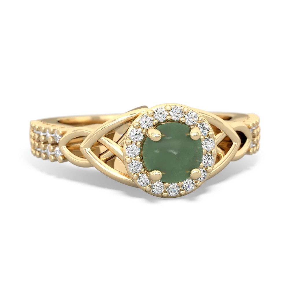 Jade Celtic Knot Halo 14K Yellow Gold ring R26445RH