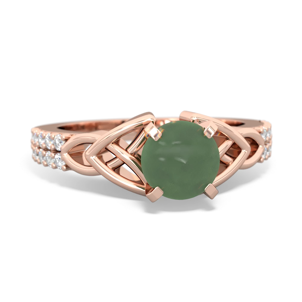 Jade Celtic Knot 6Mm Round Engagement 14K Rose Gold ring R26446RD