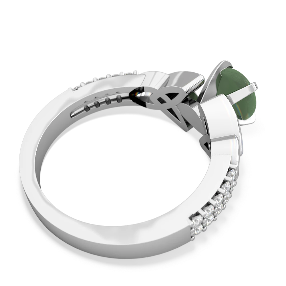 Jade Celtic Knot 6Mm Round Engagement 14K White Gold ring R26446RD