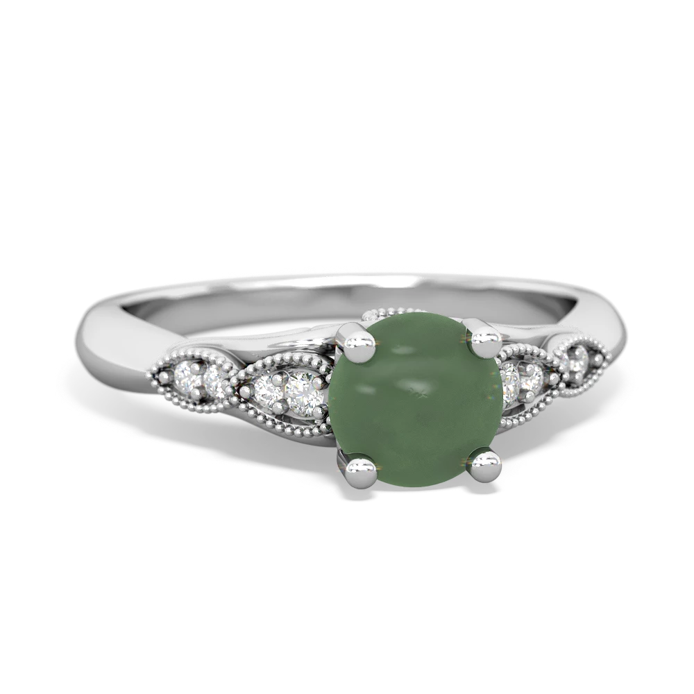 Jade Antique Elegance 14K White Gold ring R3100