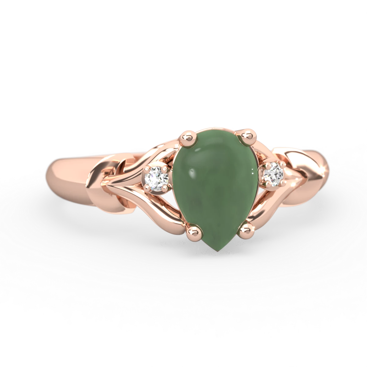 Jade Precious Pear 14K Rose Gold ring R0826