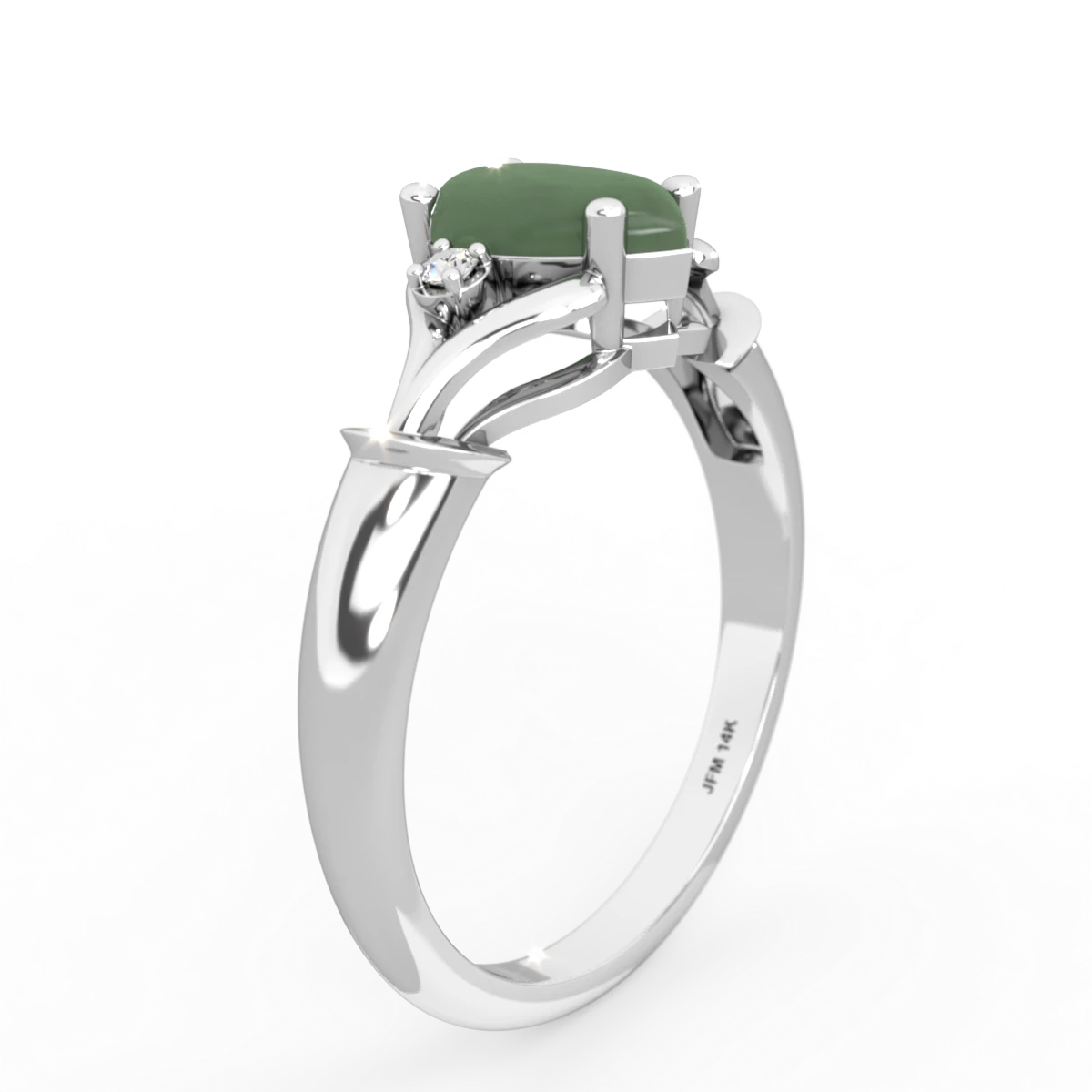 Jade Precious Pear 14K White Gold ring R0826