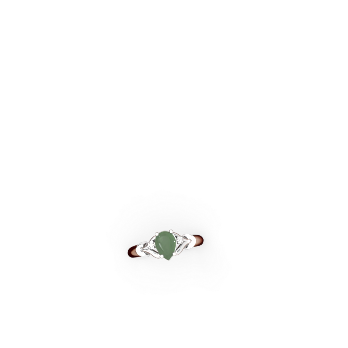 Jade Precious Pear 14K White Gold ring R0826
