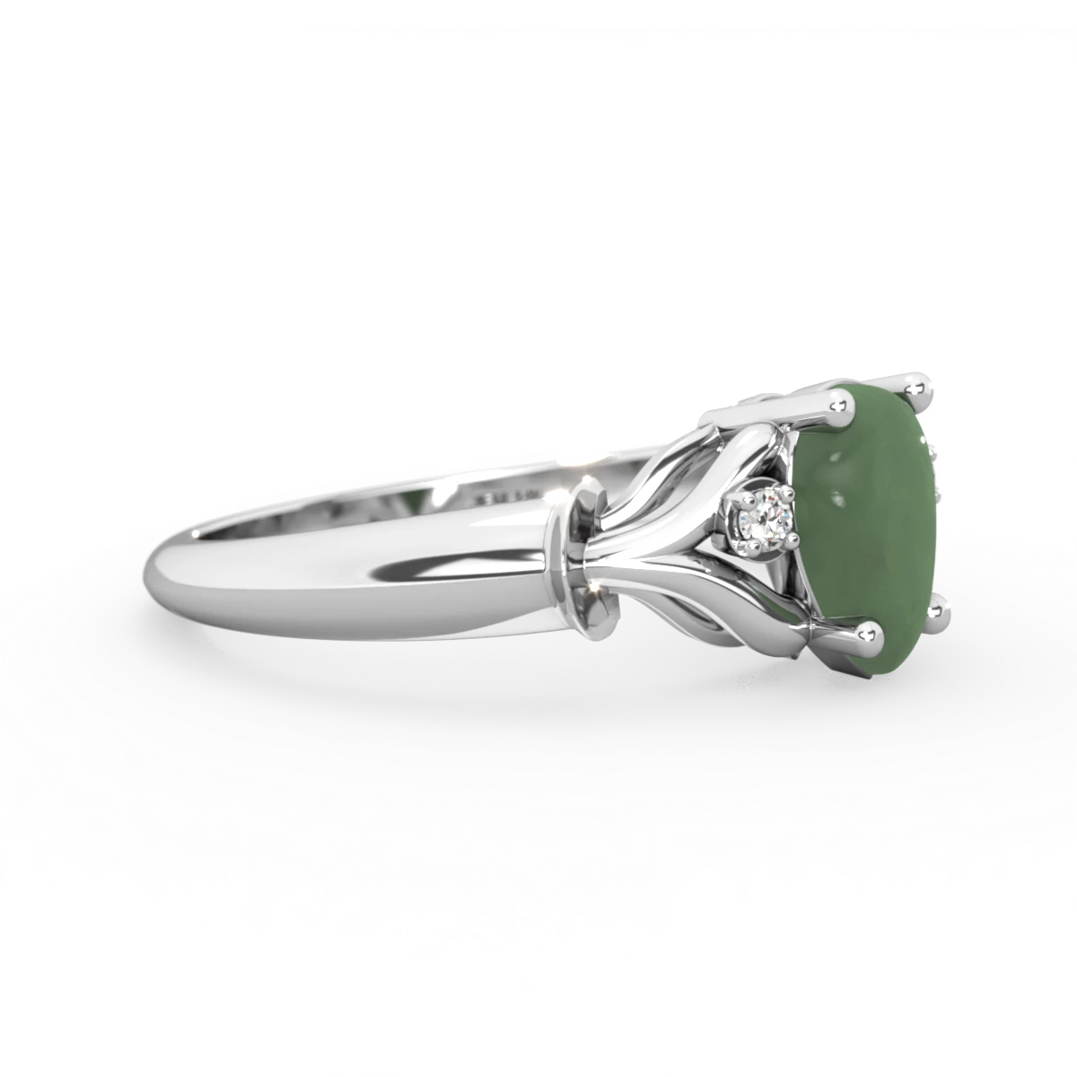 Jade Precious Pear 14K White Gold ring R0826