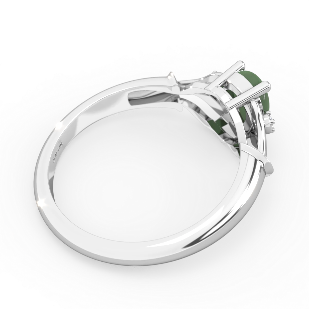 Jade Precious Pear 14K White Gold ring R0826
