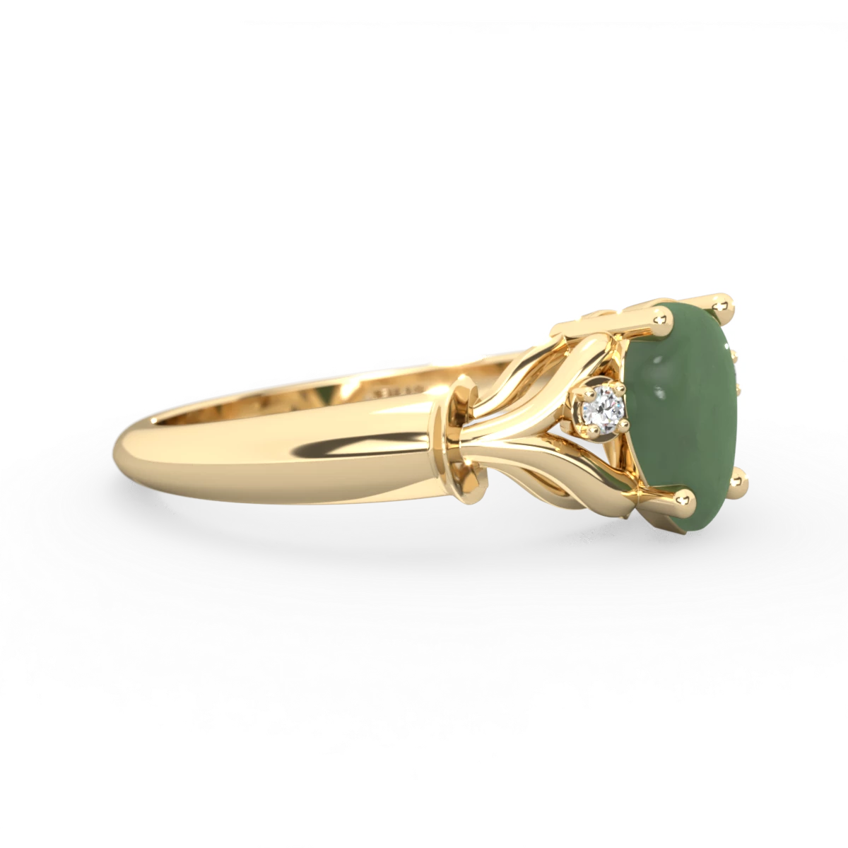 Jade Precious Pear 14K Yellow Gold ring R0826
