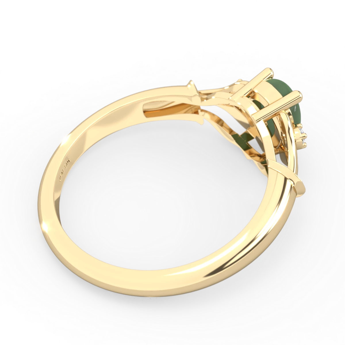 Jade Precious Pear 14K Yellow Gold ring R0826