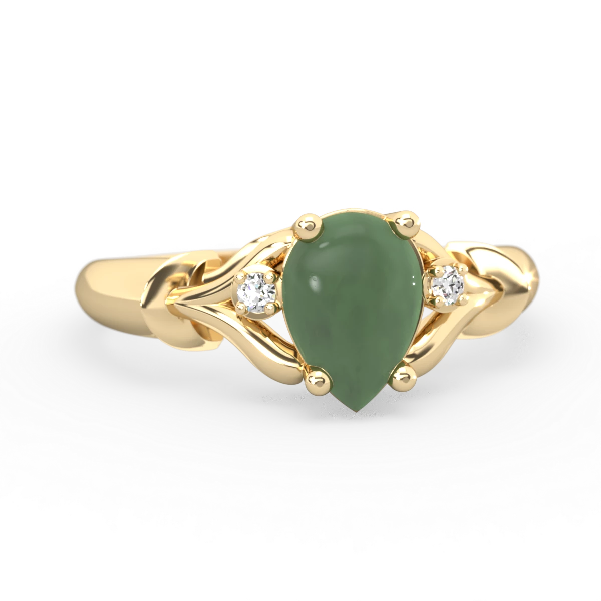 Jade Precious Pear 14K Yellow Gold ring R0826