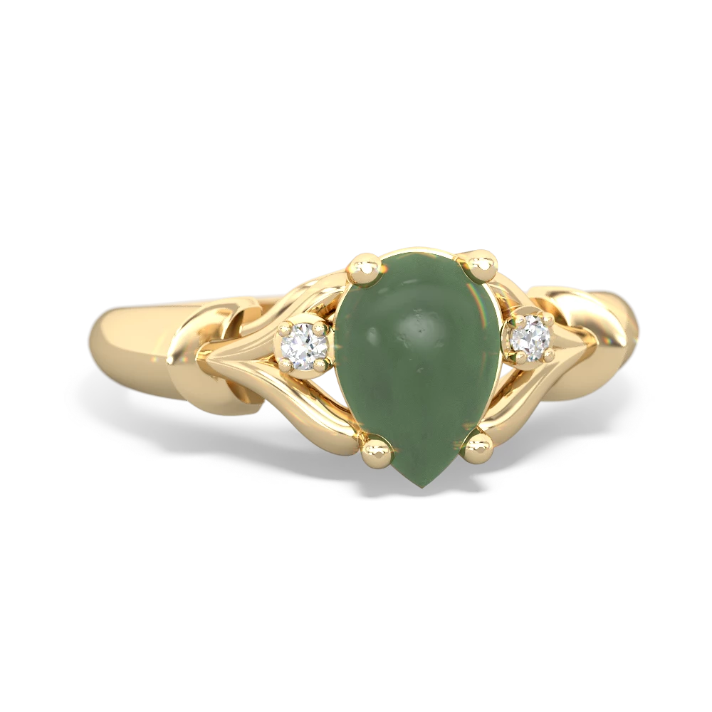 Jade Precious Pear 14K Yellow Gold ring R0826