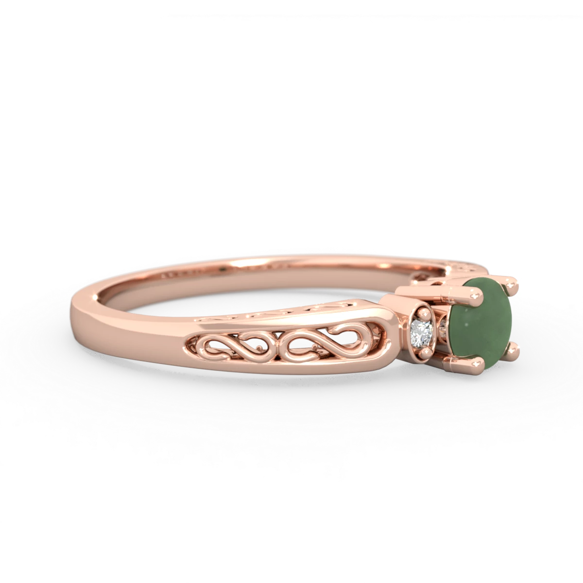 Jade Filligree Scroll Round 14K Rose Gold ring R0829