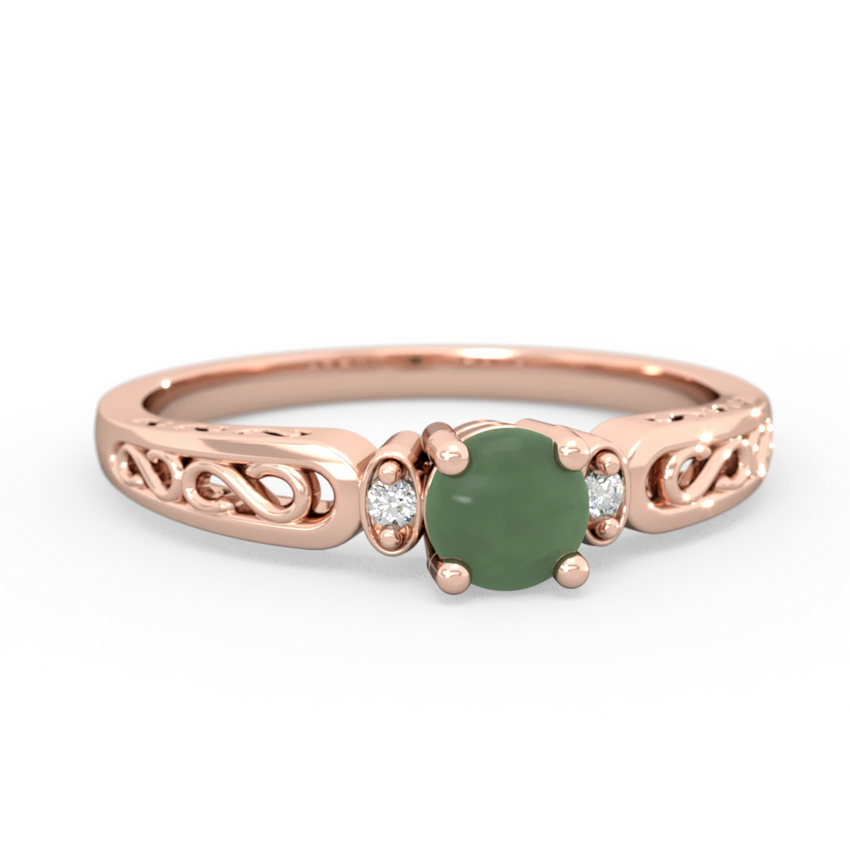 Jade Filligree Scroll Round 14K Rose Gold ring R0829