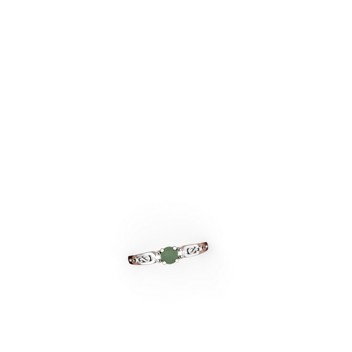 Jade Filligree Scroll Round 14K White Gold ring R0829