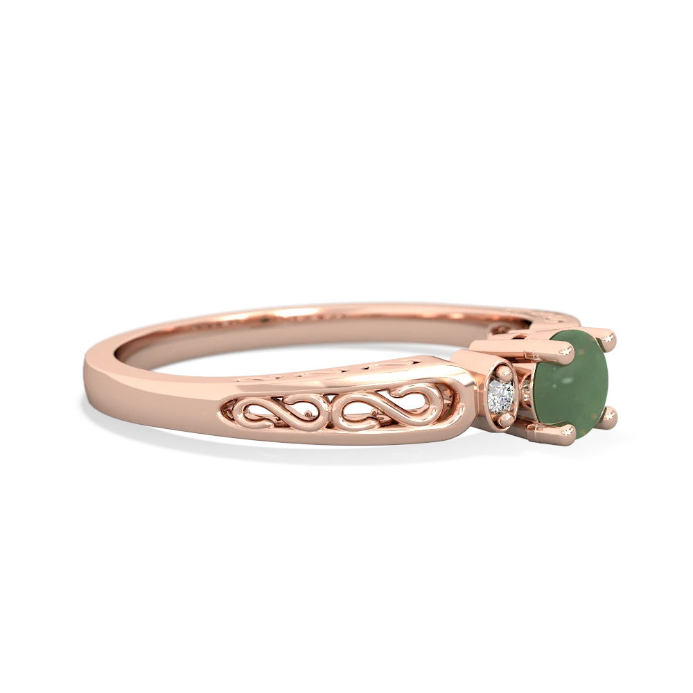 Jade Filligree Scroll Round 14K Rose Gold ring R0829