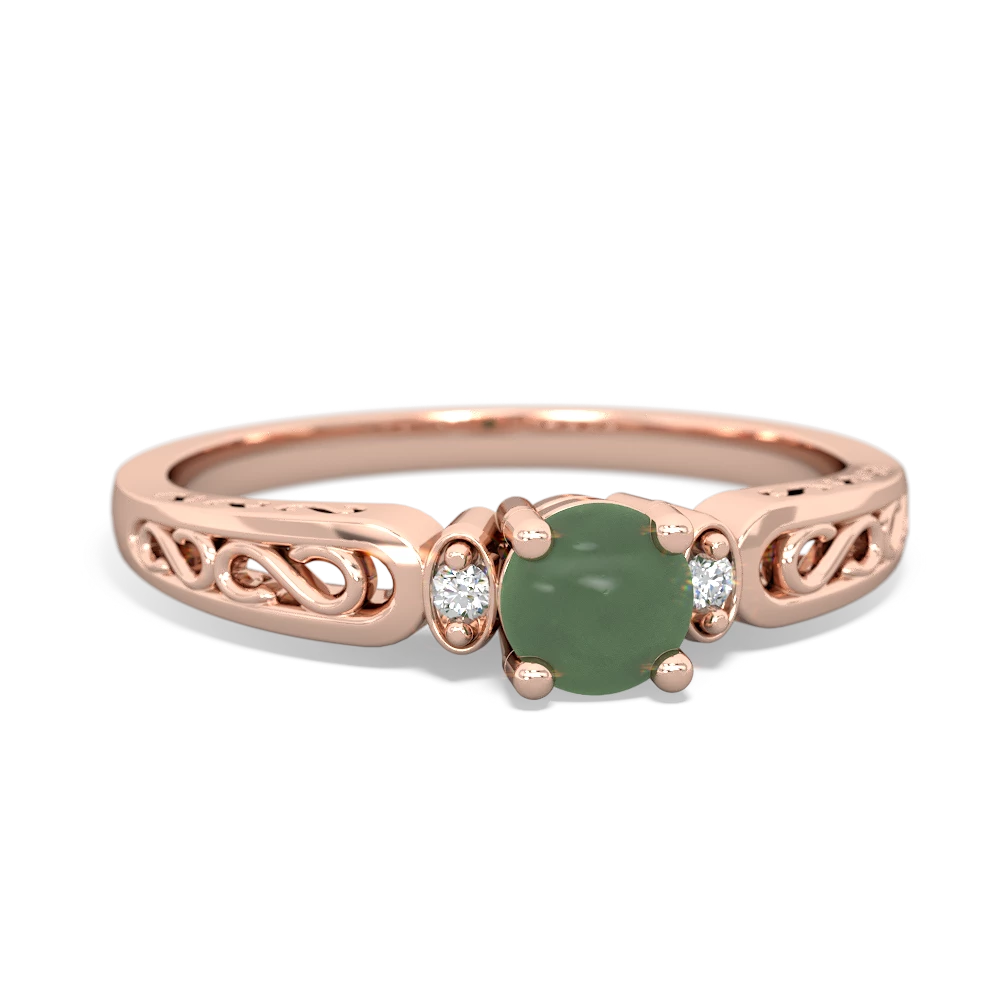 Jade Filligree Scroll Round 14K Rose Gold ring R0829