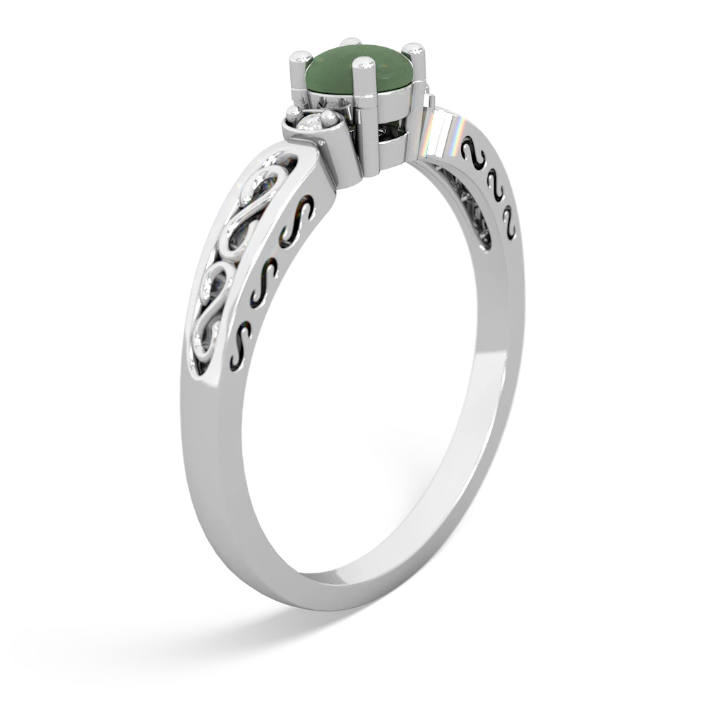 Jade Filligree Scroll Round 14K White Gold ring R0829