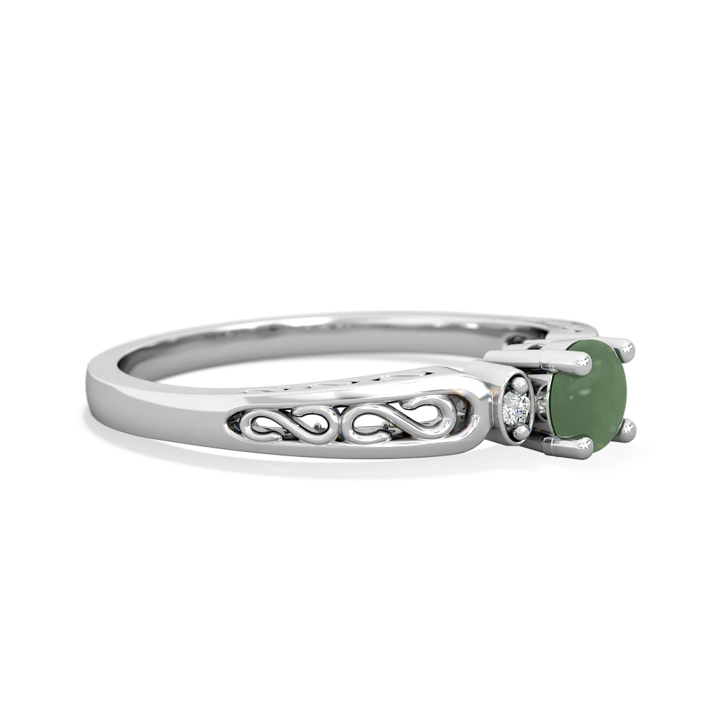 Jade Filligree Scroll Round 14K White Gold ring R0829