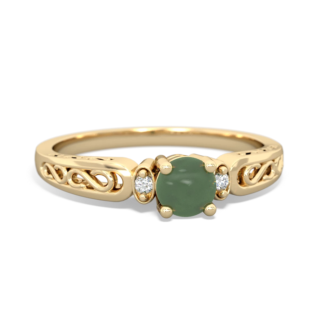 Jade Filligree Scroll Round 14K Yellow Gold ring R0829