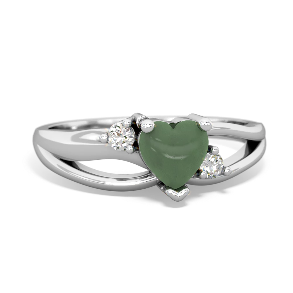 Jade Split Band Swirl 14K White Gold ring R2130